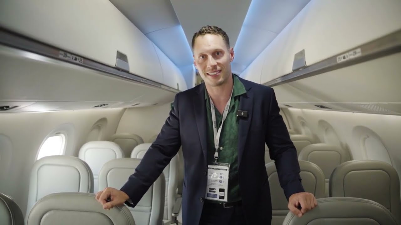 Crazy concept business class on Embraer's E2 + Brazilian C390 transport plane - Dubair Airshow 2023