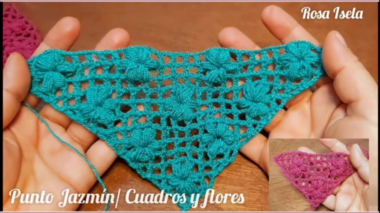 Punto Jazmín Tejido Chal Triángular #RosaIsela
