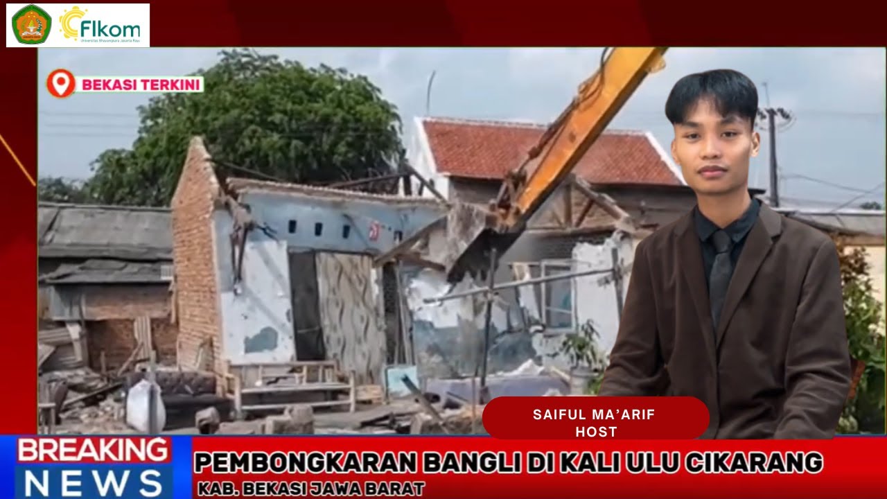 PEMBONGKARAN BANGUNAN LIAR DI KALI ULU BEKASI - NEWS FIKOM