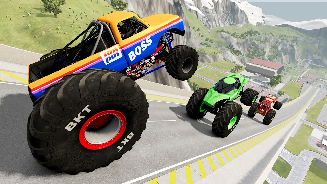 Epic High Speed Monster Truck Jumps and Crashes #046 - BeamNG Drive