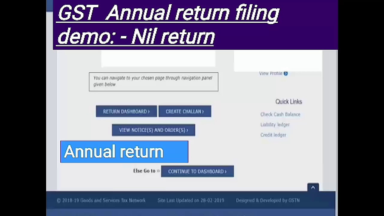 GSTR 9 Nil annual return filing Demo