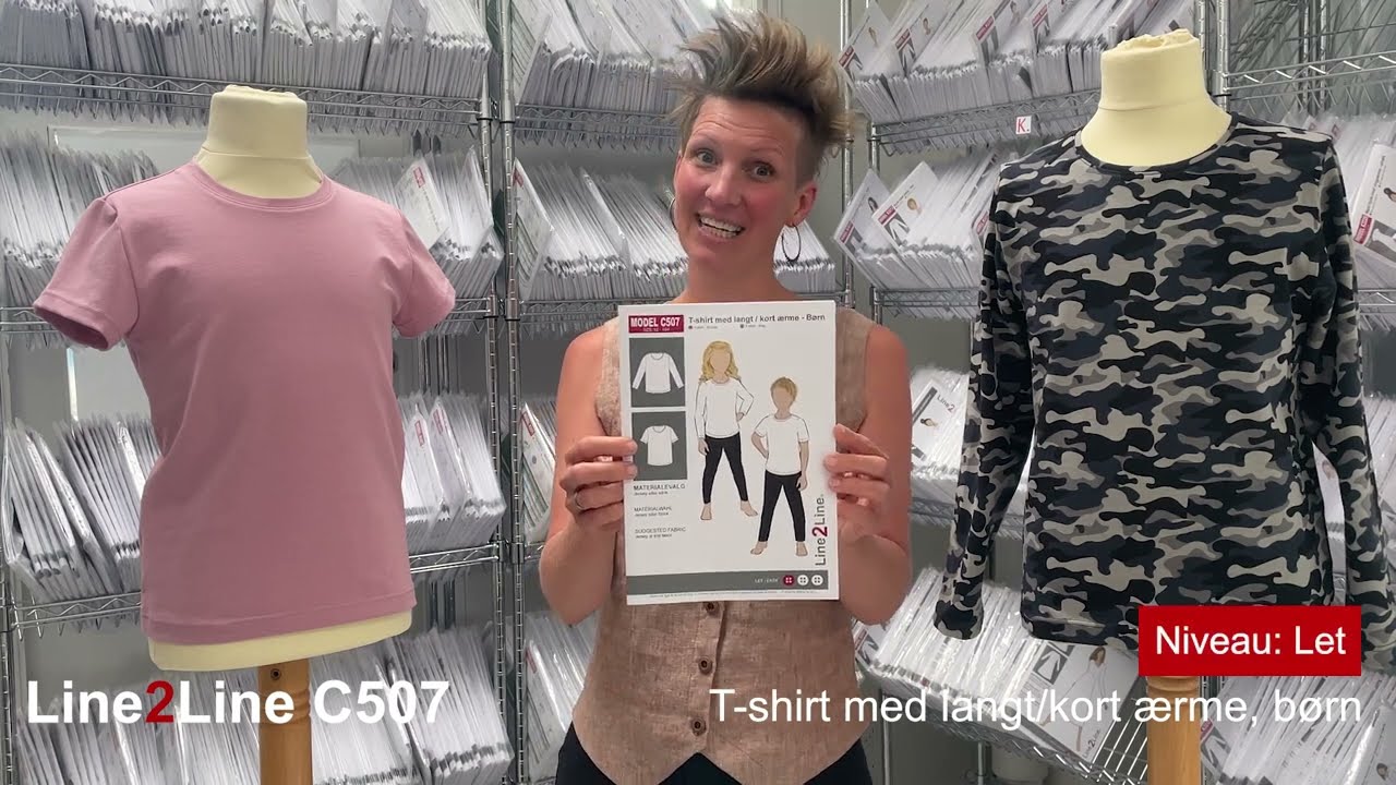 DIY Sy selv basic t-shirt i Line2Line C507 - til børn, både pige og dreng.