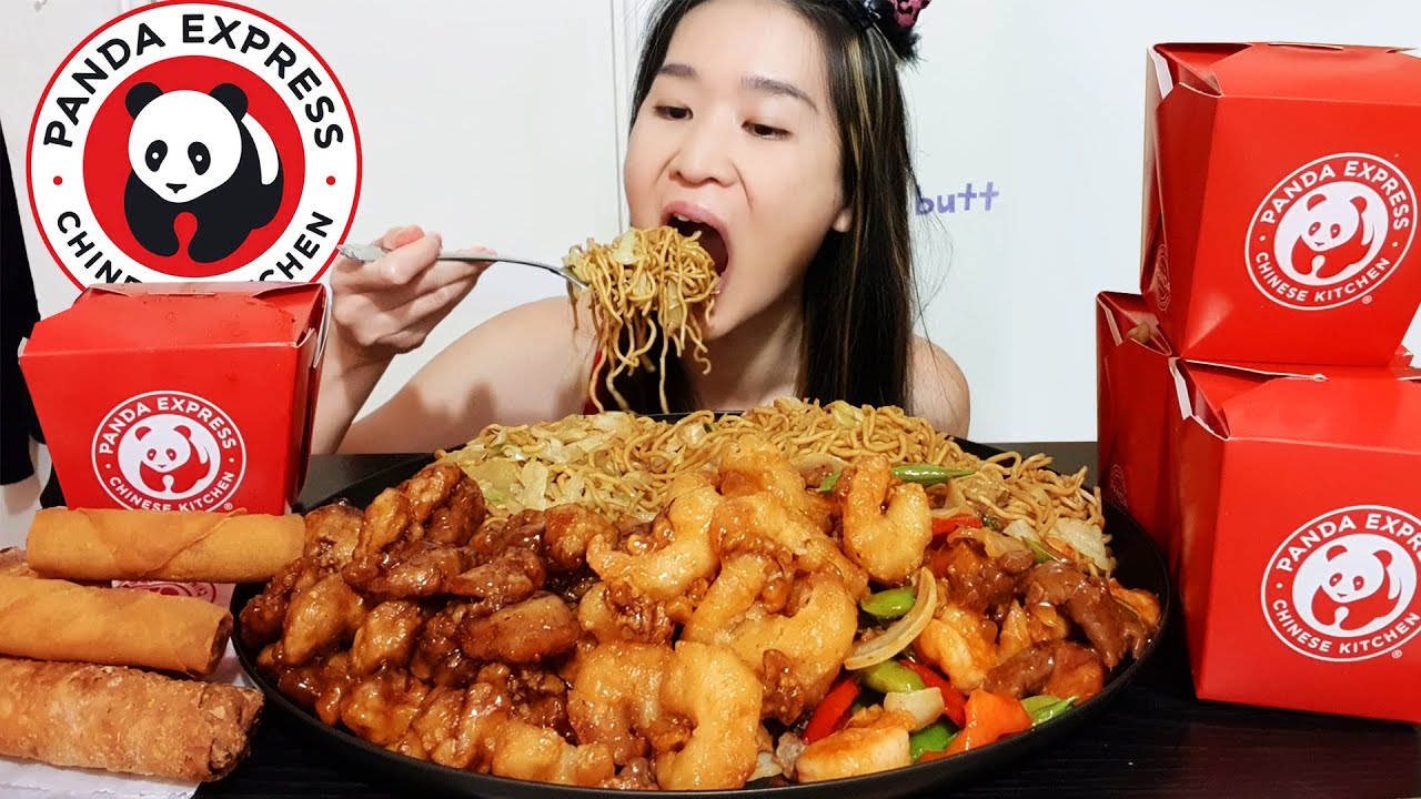 Panda Express Family Feast! Wok Seared Steak & Shrimp, Chow Mein Noodle, Orange Chicken Mukbang Asmr