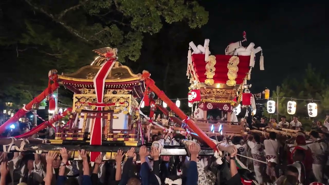 高安祭り2025 玉祖神社 宮入り 神輿＆神立太鼓台 幻想的な光景