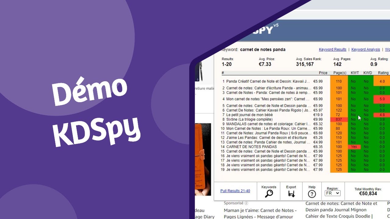 KDSpy, l'outil de recherche de niches et de mots cl&eacute;s pour AMAZON KDP