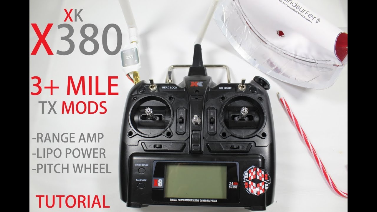 X380 Quadcopter 3+ Mile Transmitter Range Mod + Lipo & Pitch Wheel Mods [Works With Any Transmitter]