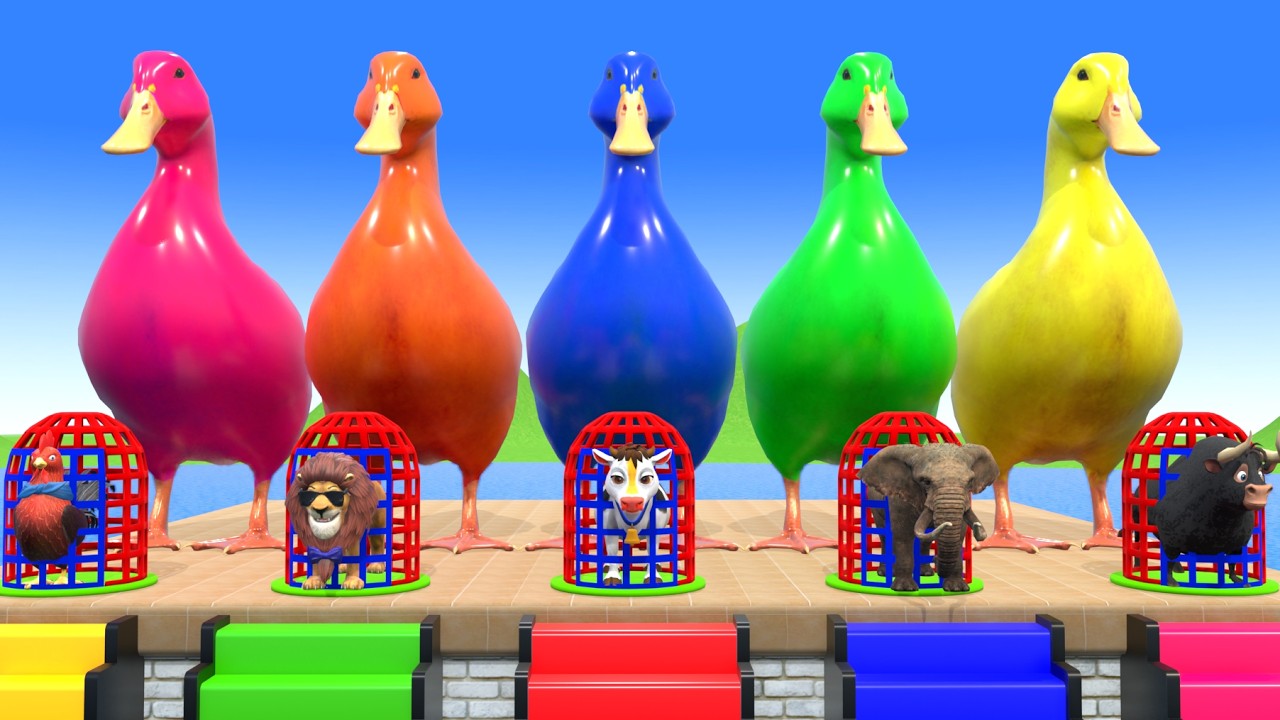 Long Slide Game With Cow Elephant Gorilla Hippopotamus Tiger 3d Animal Game Funny 3d Animals
