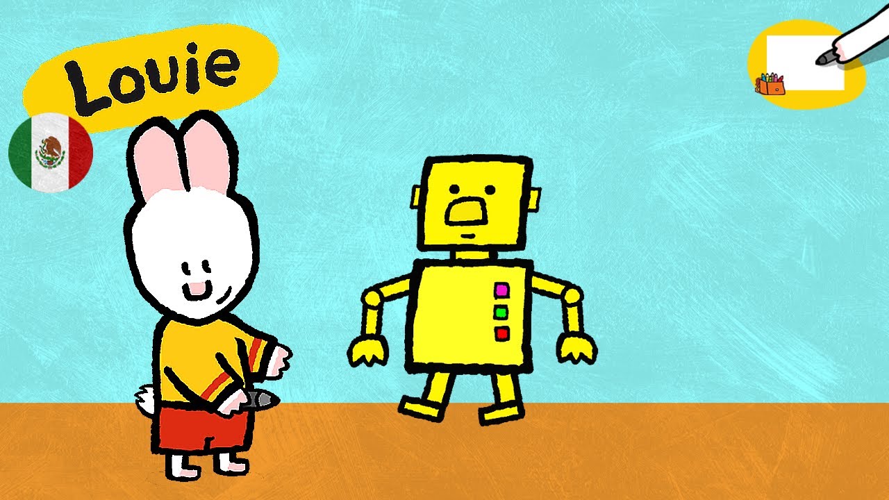 🇲🇽 🇨🇴 🇦🇷 Louie, dibújame 🎨✐ Aprende a dibujar un robot  | Para niños ⬇️⬇️⬇️ Más