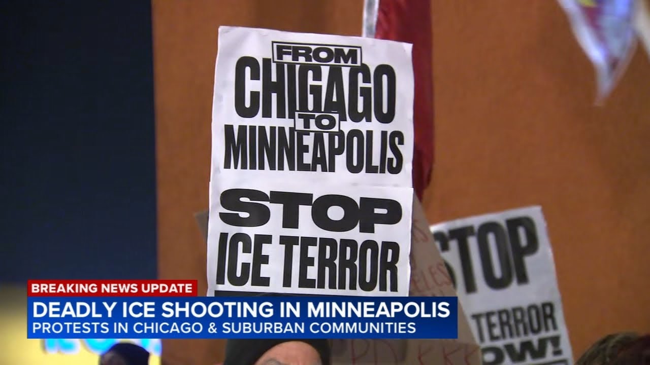 Protests held in Chicago area after deadly Minneapolis ICE officer shooting