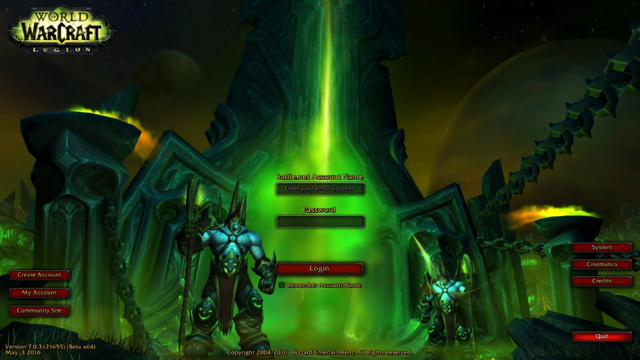 Legion Login Screen