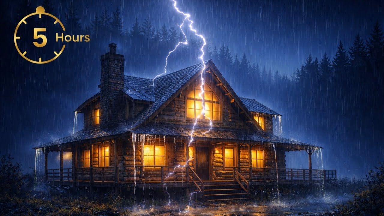 Thunderstorm at Night (Dark Screen) 🌩️ Heavy Rain & Rolling Thunder for Deep Sleep, Insomnia Relief