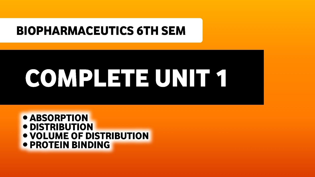 Absorption | Distribution | Protein Binding | Biopharmaceutics & Pharmacokinetics 6th Semester 