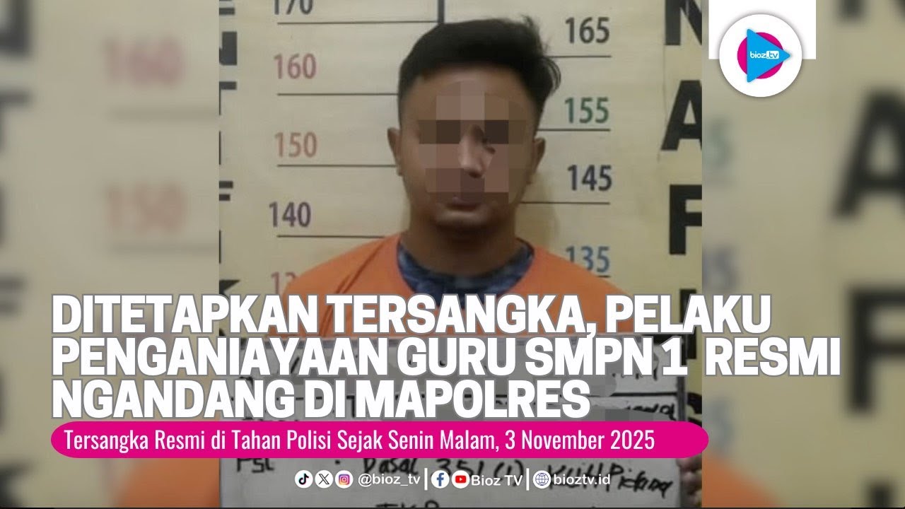 Ditetapkan tersangka, Pelaku Penganiayaan Guru SMPN 1 Trengalek Resmi Ngandang di Mapolres - bioztv