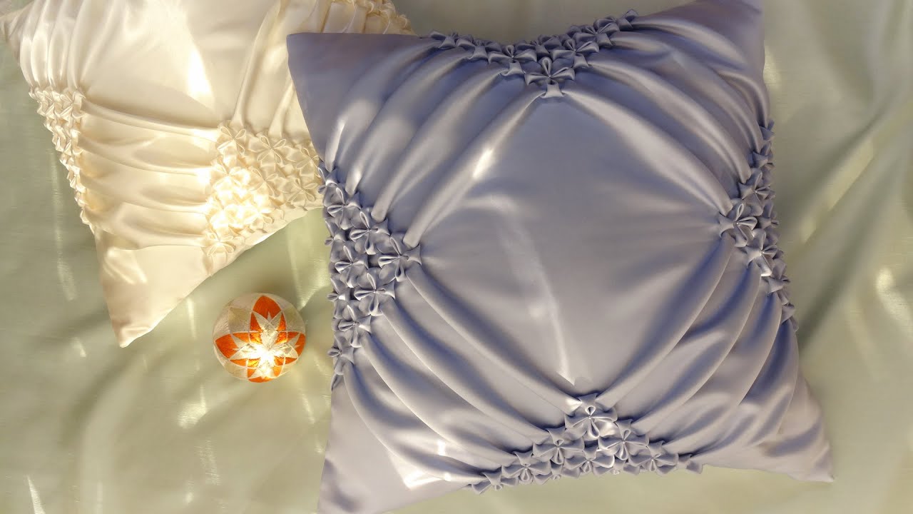 【canadian smocking】優雅な藤色クッションカバーの作り方45x45cm【カナディアンスモッキング】