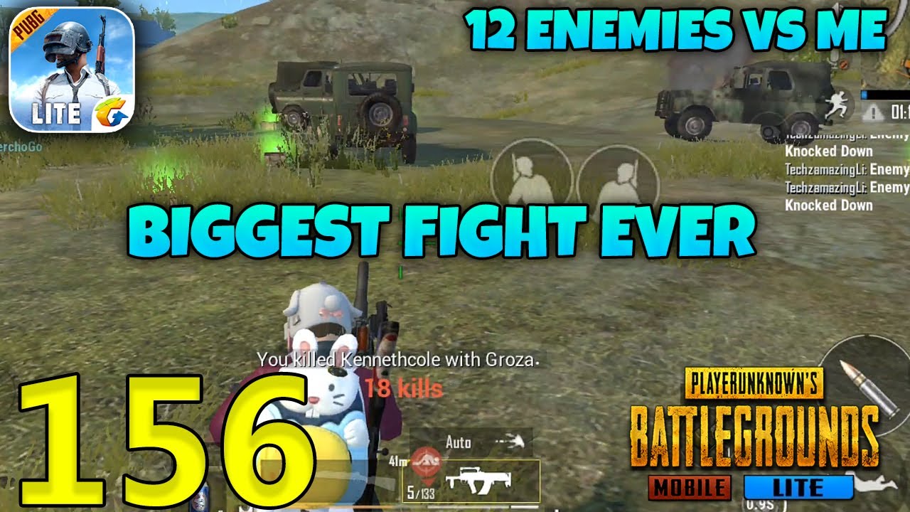 12 Enemies VS Me , Biggest Fight Ever | PUBG Mobile Lite