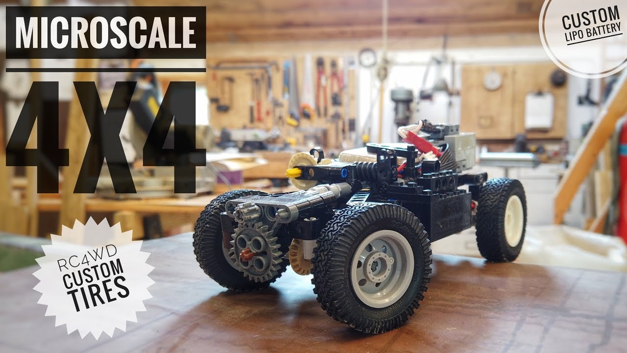 Lego Technic MicroScale 4x4 with RC4WD Tires + LiPo + Sbrick
