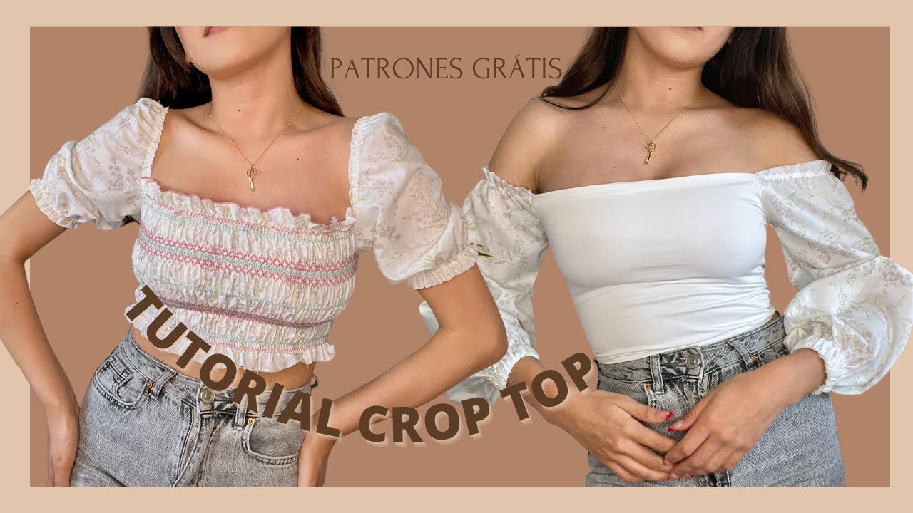 Tutorial de CROP TOPS con MANGA ABULLONADA o BOMBACHA (patrones gratis) -Becky Valenzuela