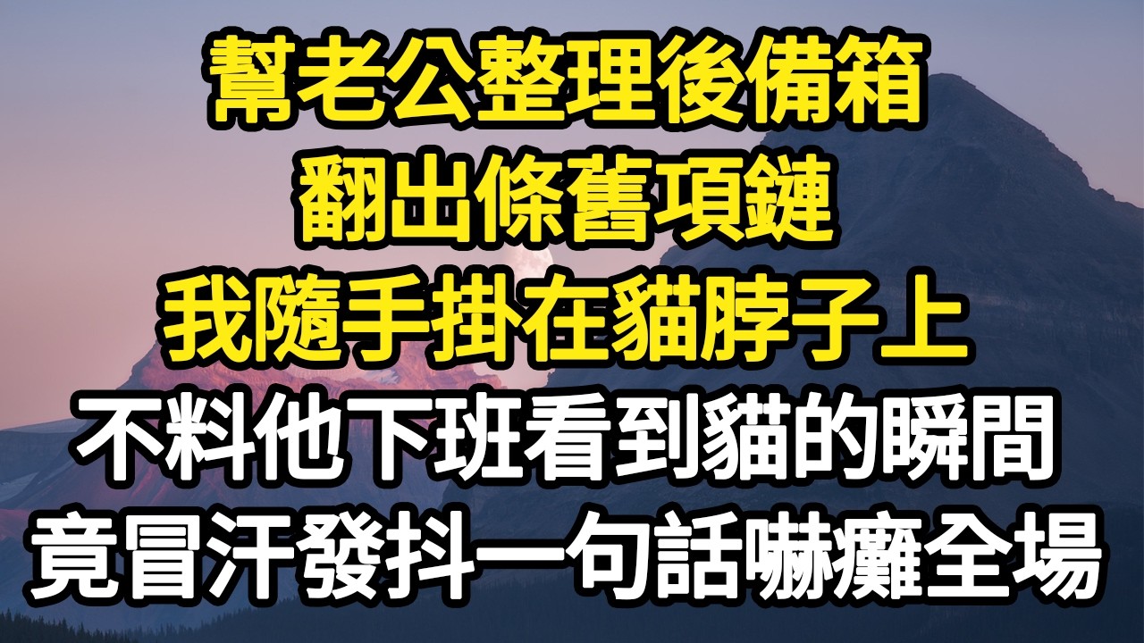 幫老公整理後備箱，翻出條舊項鏈，我隨手掛在貓脖子上，不料他下班看到貓的瞬間，竟冒汗發抖一句話嚇癱全場 #故事#悬疑#人性#刑事#人生故事#生活哲學#為人哲學