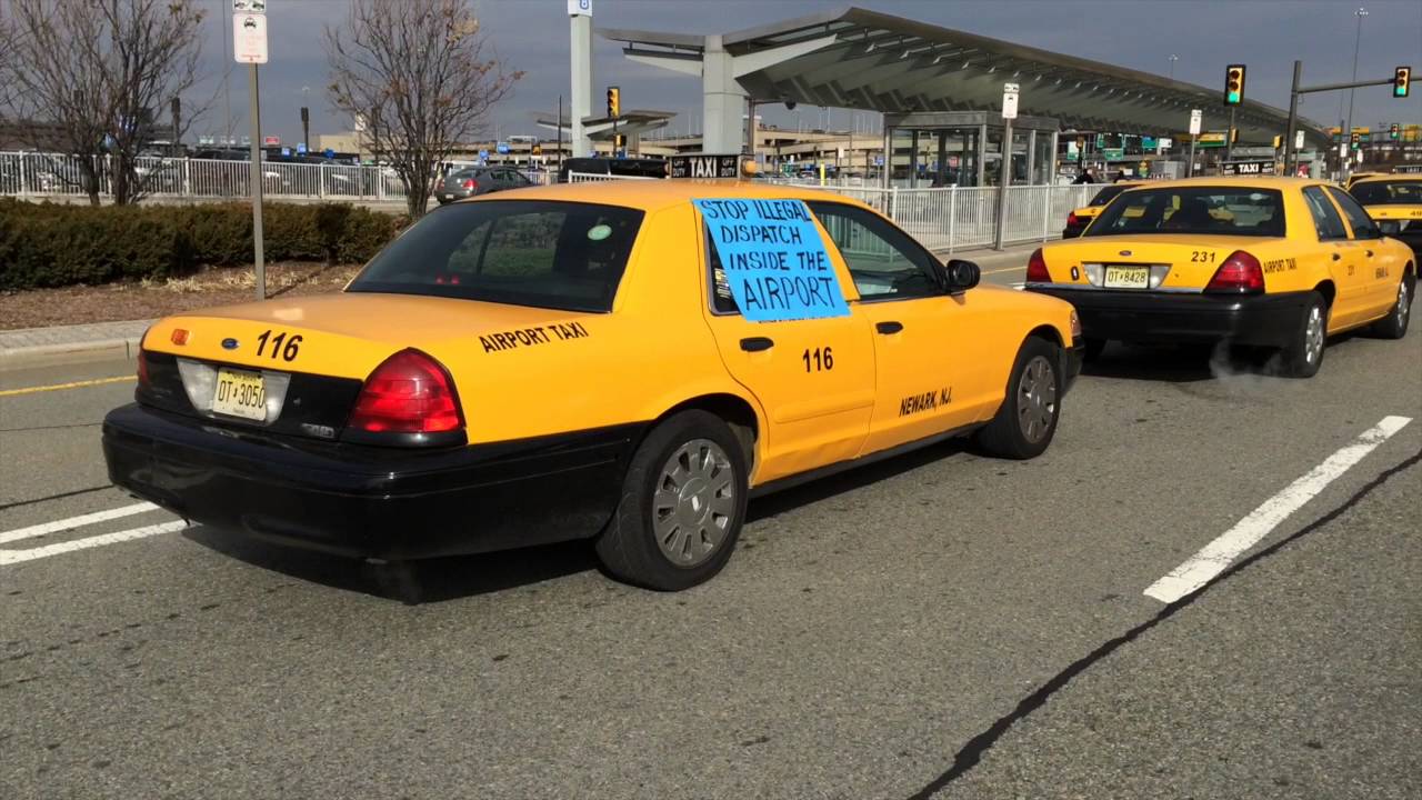 Taxi drivers protest Uber at Newark Liberty International Airport