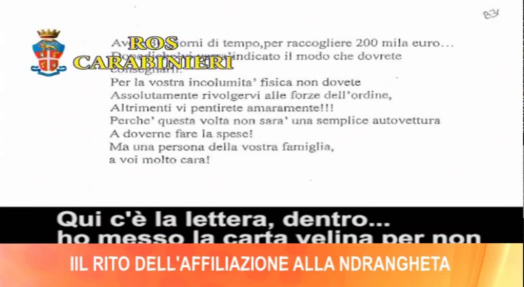 Il rito di affiliazione alla ndrangheta