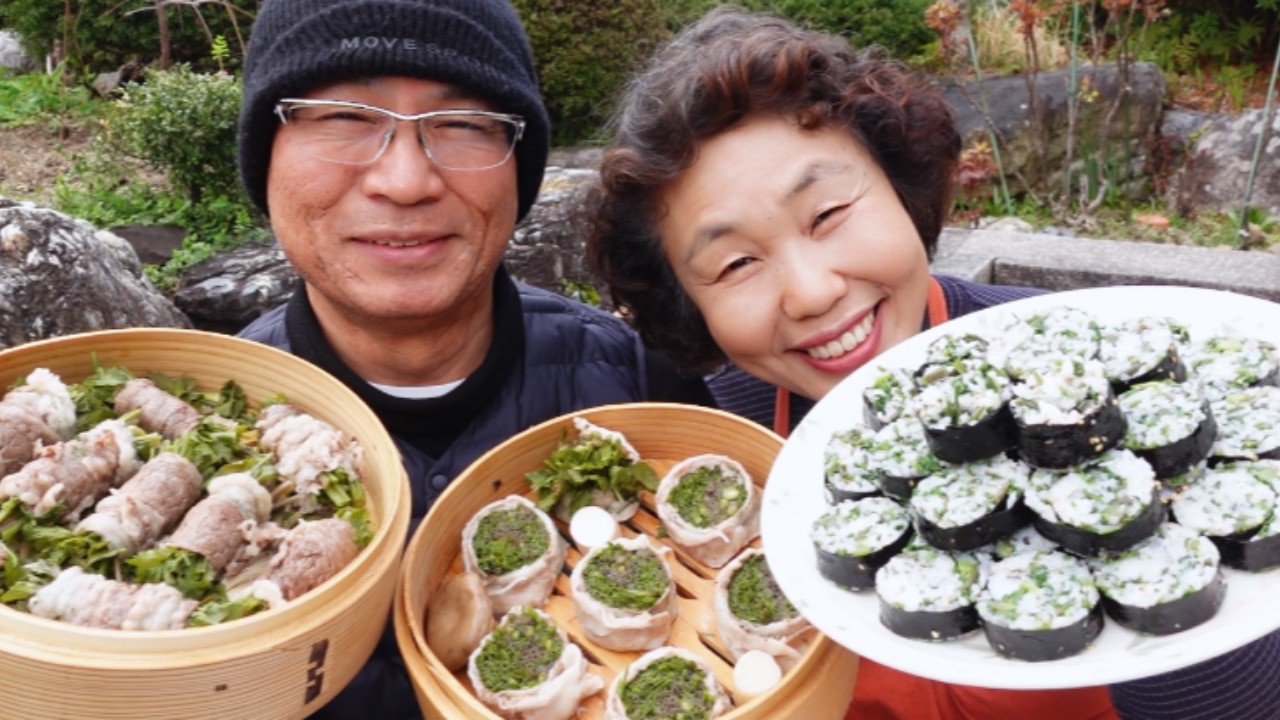 【0円食材】野生のセリを収穫して作る自家製キンパ！