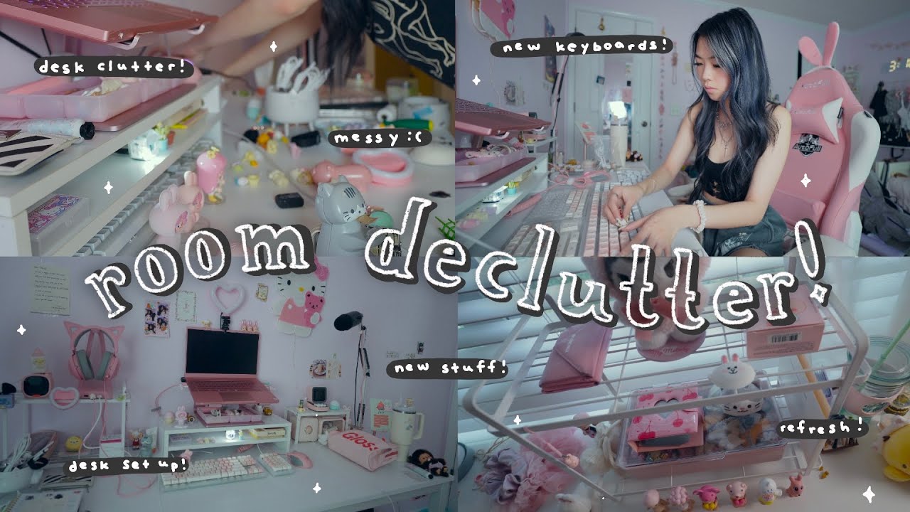 Aesthetic Pink Room Refresh 🍦 Gaming Setup + New Keyboards! | Tiffany Weng