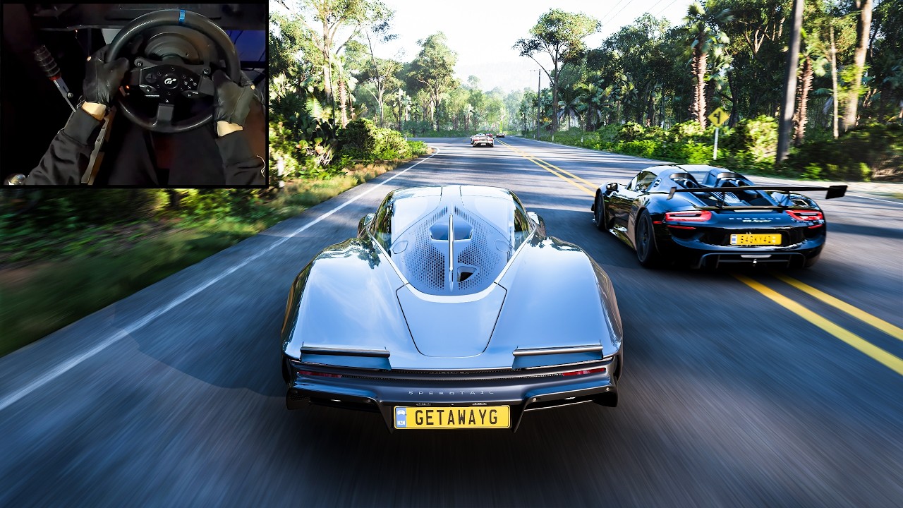 1450BHP McLaren Speedtail - Forza Horizon 5 (Goliath Race) | Steering Wheel Gameplay