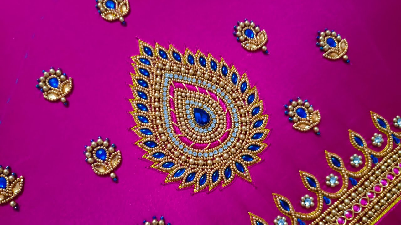 Simple Bridalblouse Aariwork Design for Beginners ✨ Tips and Tricks in Aariwork 👍✨