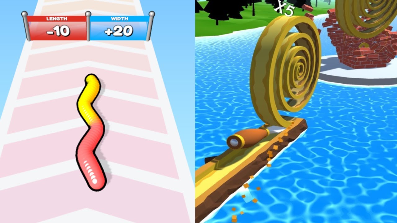 Gummy Worm Go vs Spiral Roll -  MAX LEVEL Gameplay Walkthrough  Android NEW UPDATE Ep 26