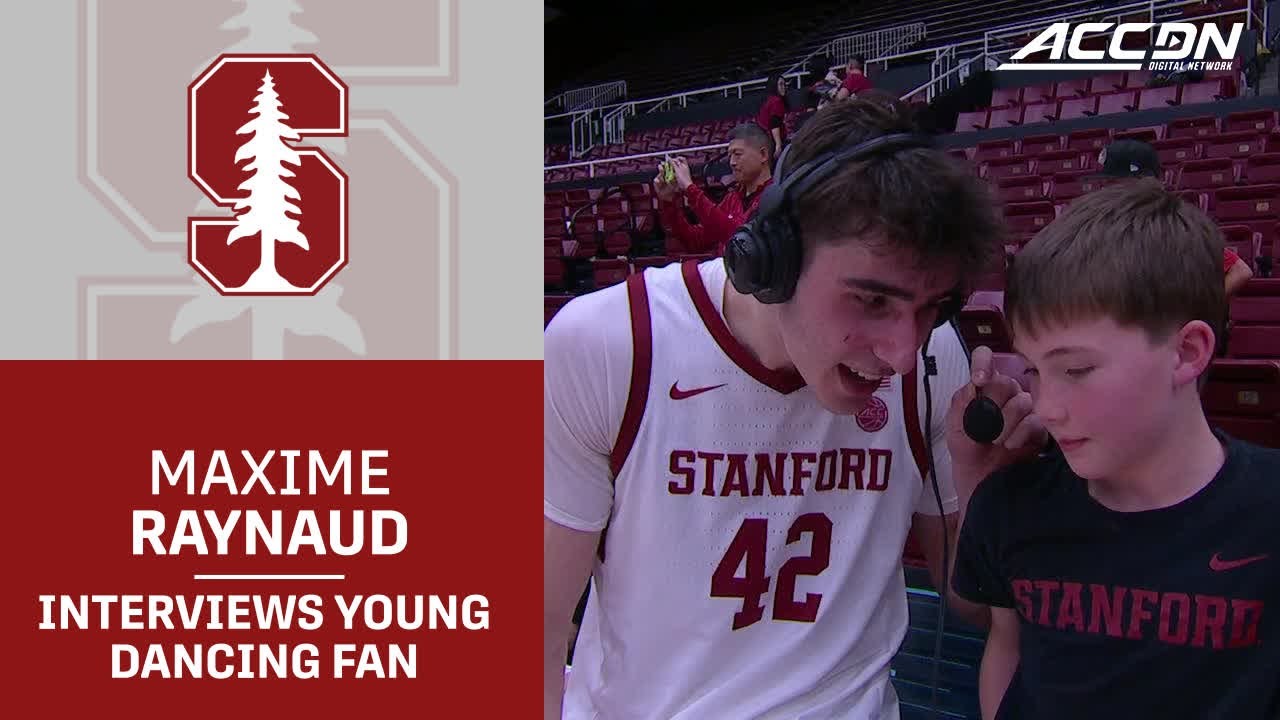 Maxime Raynaud Does Postgame Interview with Young Stanford Fan