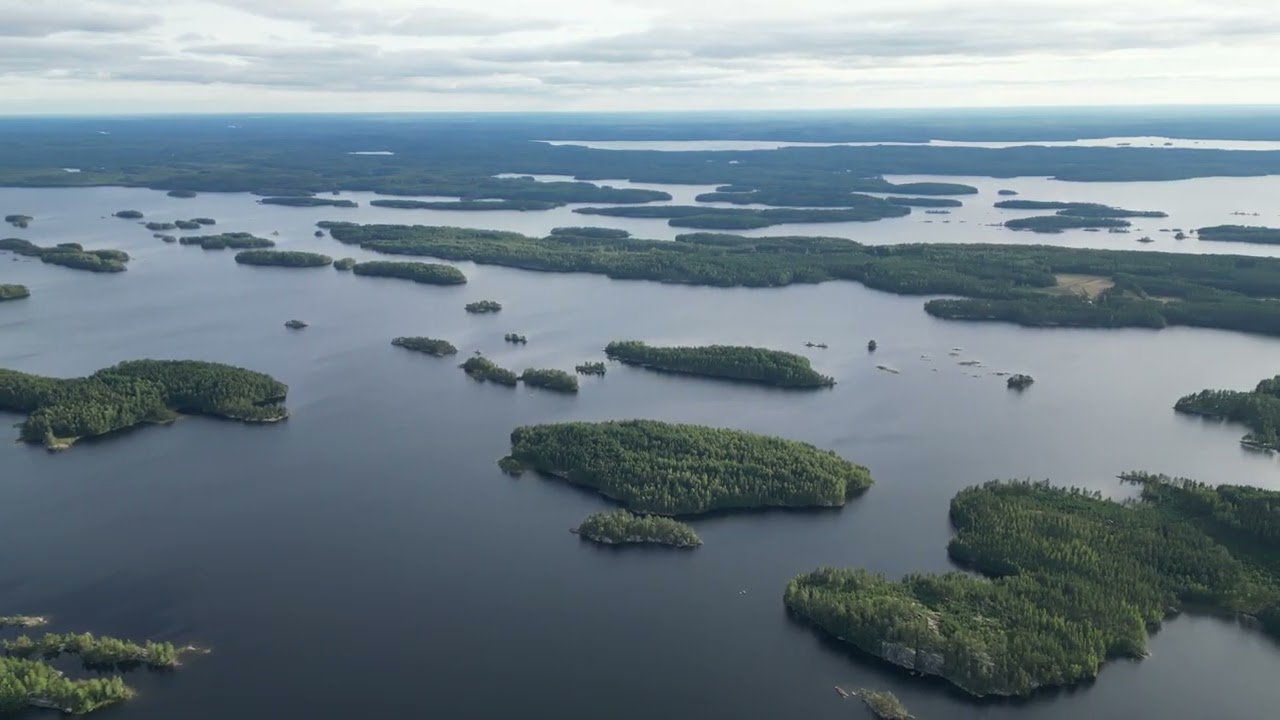 Drone flight high (1600ft)over lake Pihlajavesi in Saimaa archipelago, Savonlinna, Finland II