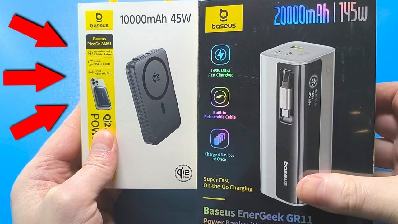 Павербанк Baseus PicoGo AM61 Qi2.2 10000 мАч 45 Вт и Power Bank EnerGeek GR11 20000mAh 145W