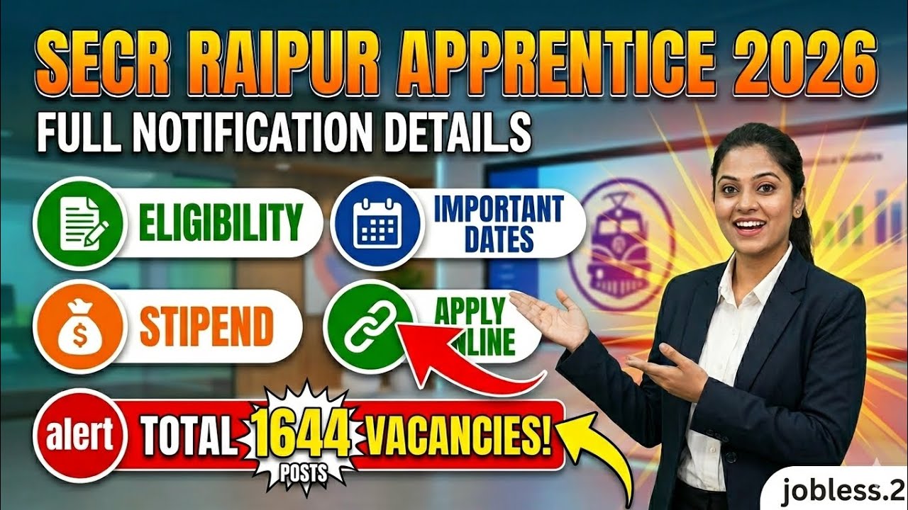 ​SECR Raipur Apprentice Recruitment 2026 Full Details | Eligibility, Form Apply Link