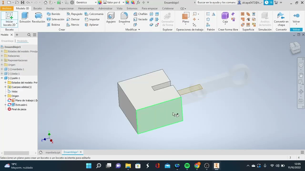 INVENTOR ANIMACIÓN tutorial deslizadera