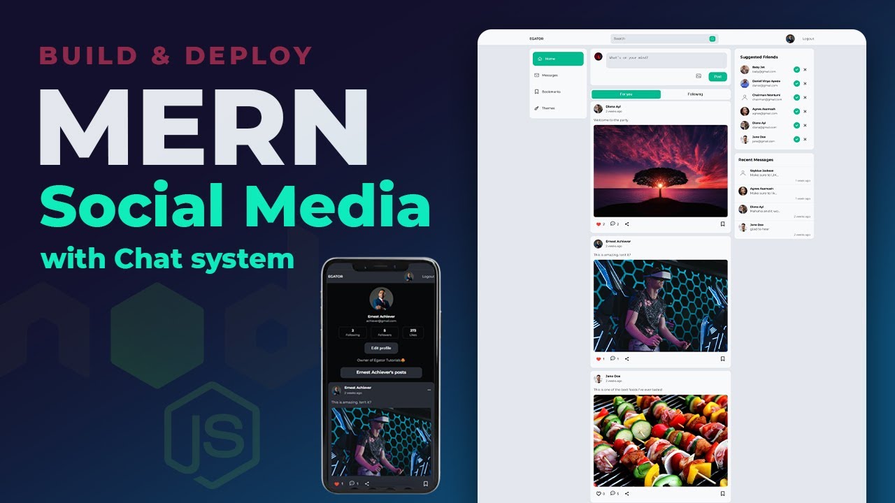 MERN Stack Social Media App with Chat using MongoDB ExpressJS NodeJS ReactJS Socket io JWT 1/4