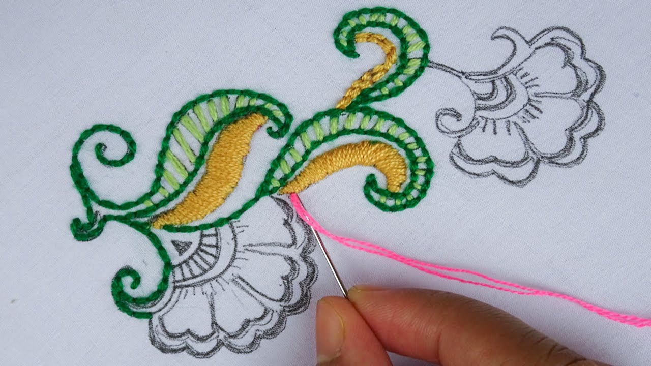Hand embroidery thread painting eye catching design embroidery work by #RoseWorld