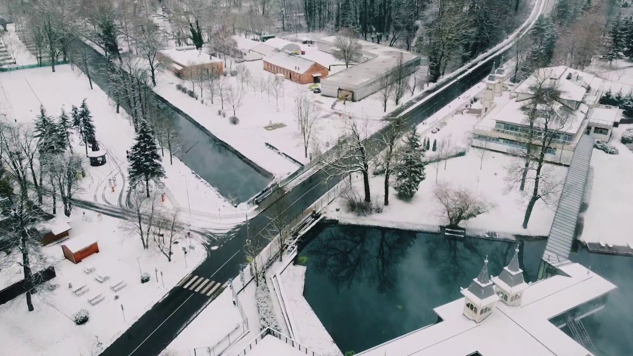 DJI Mavic Mini fly Winter over lake of Hévíz