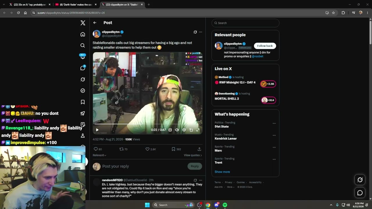 xQc объясняет StableRonaldo, почему рейдить маленьких стримеров &mdash; УЖАСНАЯ идея