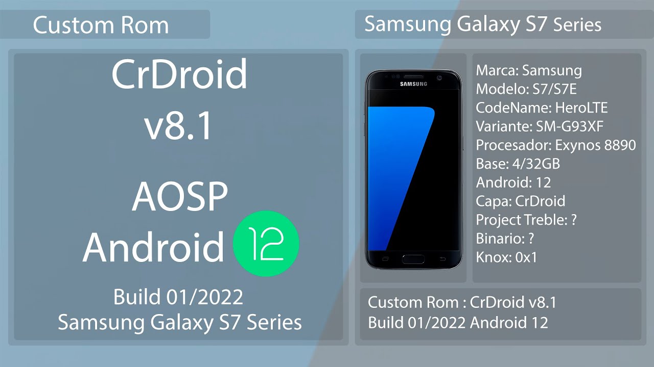 CrDroid v8.1 Android 12 - Samsung Galaxy S7 Series