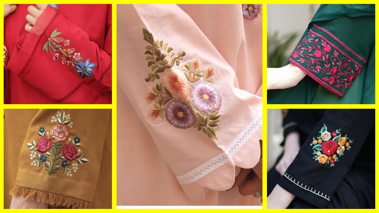 2023 sleeves hand embroidery designs for stylish kurta / summer dresses / winter clothes