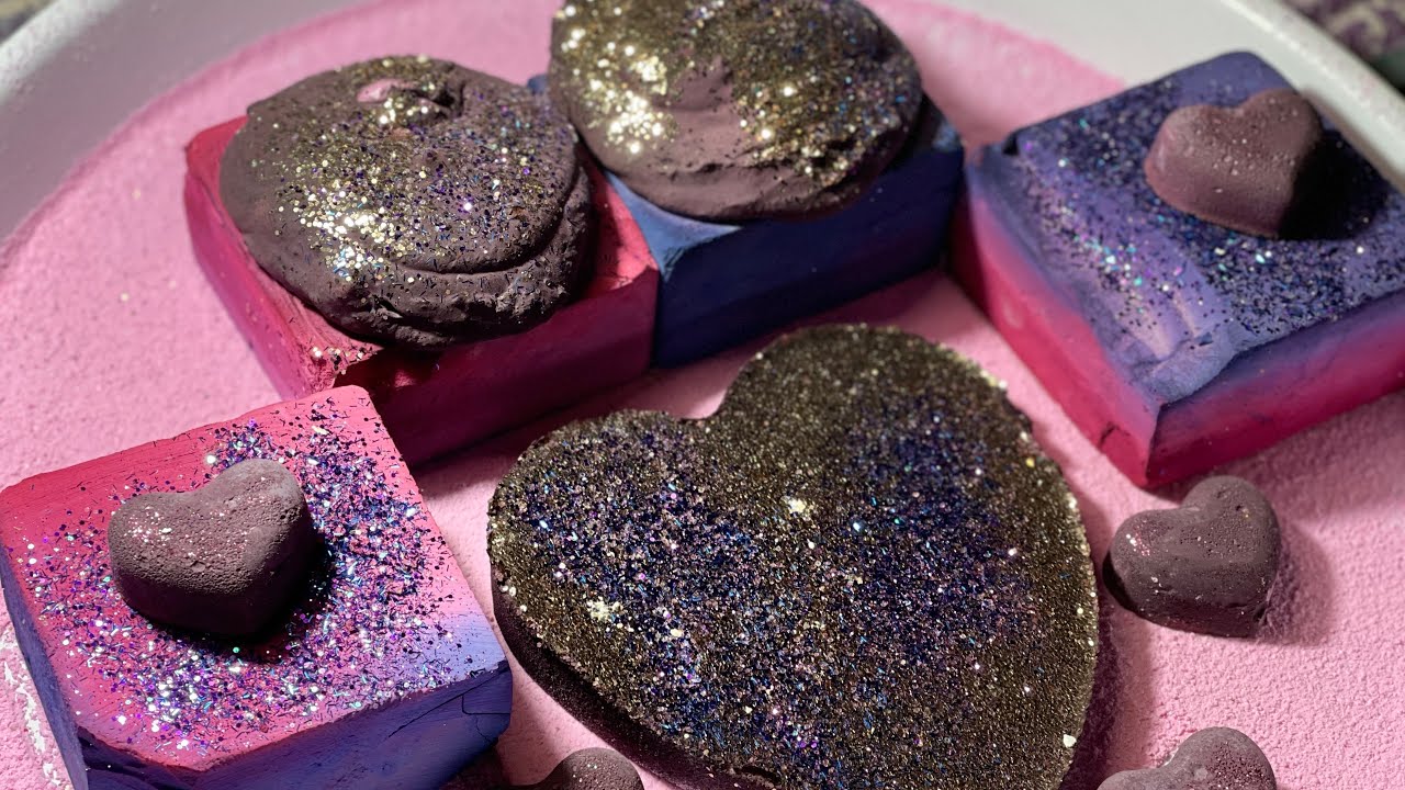 ASMR 💜 Pasted Dyed Gym Chalk 💖Crispy Glitter Reforms 💜 #FRESHBLOCKFRIDAY 💖 Oddly Satisfying