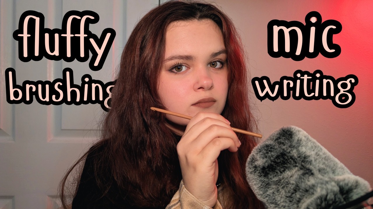 Fluffy Mic ASMR | Writing, Brushing, Scratching with Whispers for Sleep