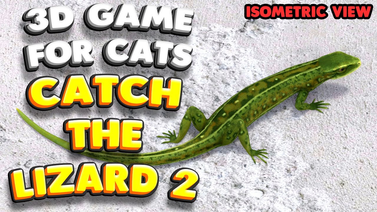 3D game for cats | CATCH THE LIZARD 2 (isometric view) | 4K, 60 fps, stereo sound