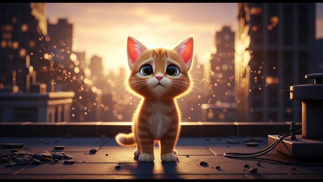 The Small Cat Who Fixed the City | Silent Pixar-Style Short Film