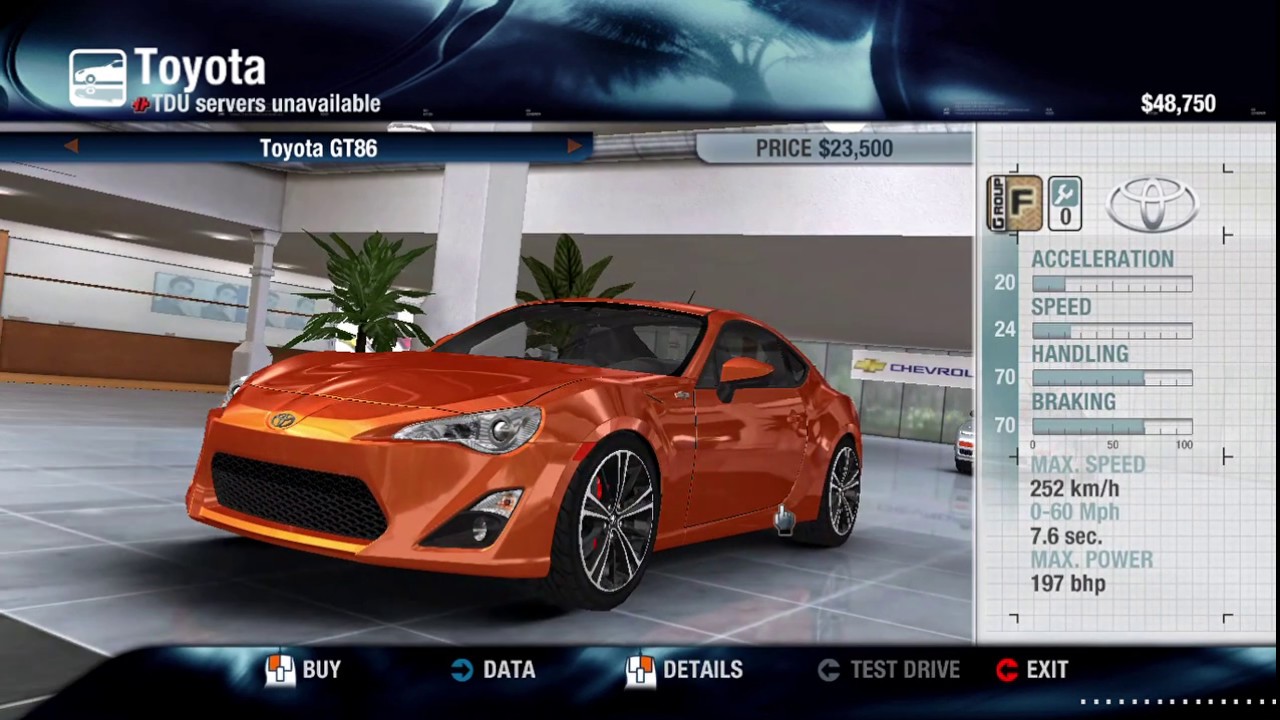 Test Drive Unlimited Platinum Starter Car list