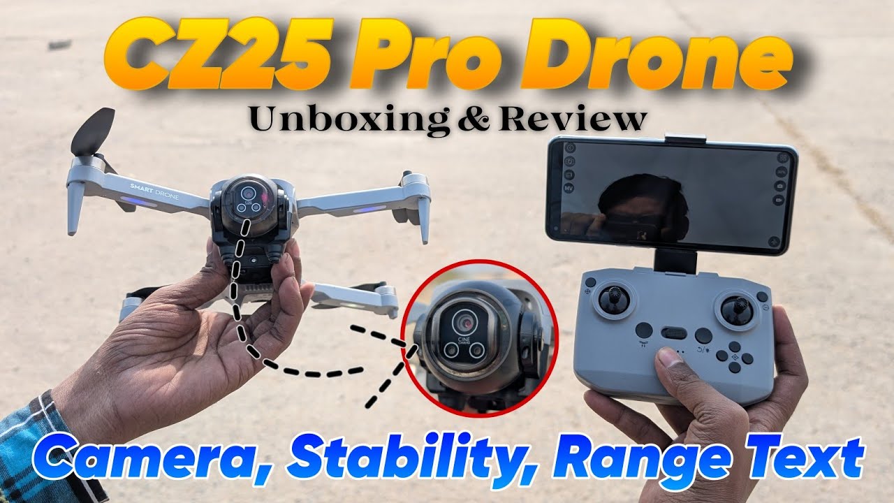 Распаковка и обзор дрона CZ25 Pro с 4K-камерой | Тестирование камеры, аккумулятора и полета