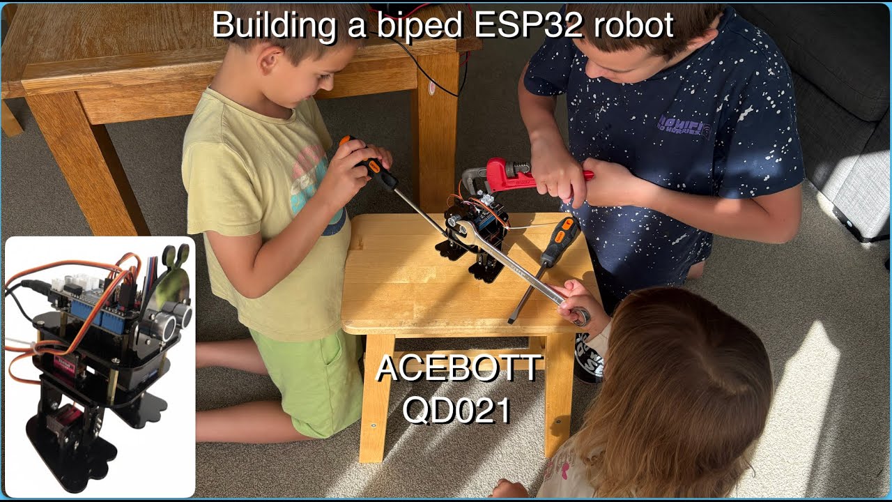 Building biped robot with ESP32 and four servos from ACEBOTT QD021 STEM Kit