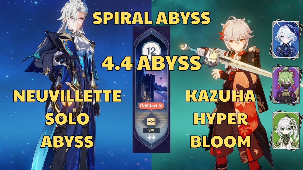 C0 Neuvillette Solo | C0 Kazuha Hyperbloom | Spiral Abyss 4.4 Floor 12 | Genshin Impact