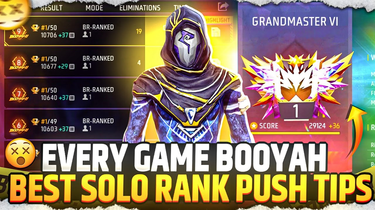 Every Game Booyah ✅| Best Solo Rank Push Tips And Tricks 