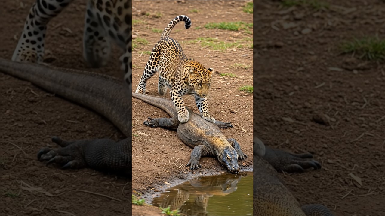 Leopard vs Komodo Dragon | Wild Predator Clash in Nature! #shorts